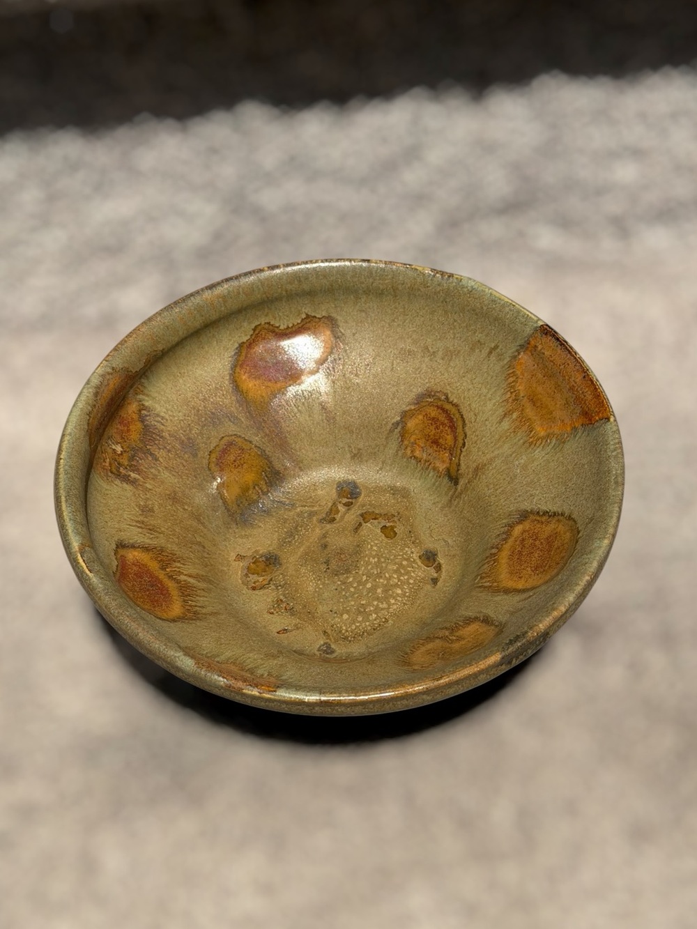OOAK Handmade Studio Pottery Bowl Drip Glaze Earth Tone Stoneware 6.5”